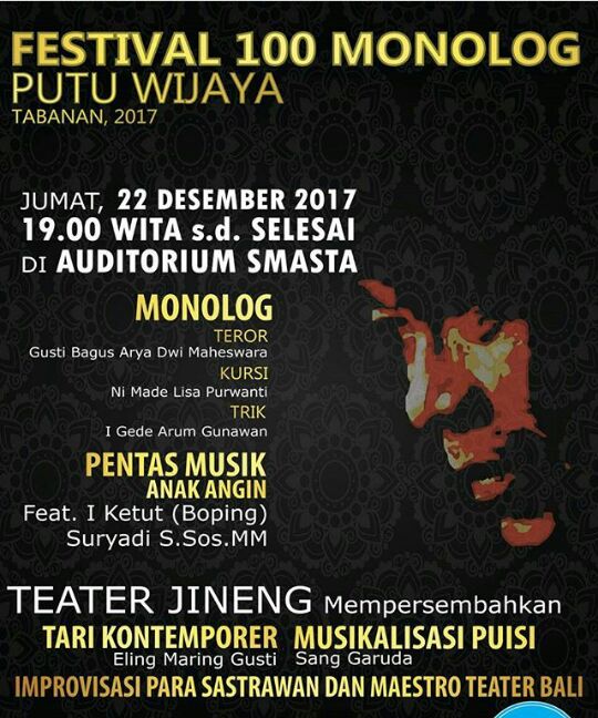 Festival 100 Monolog Putu Wijaya, Tabanan 2017