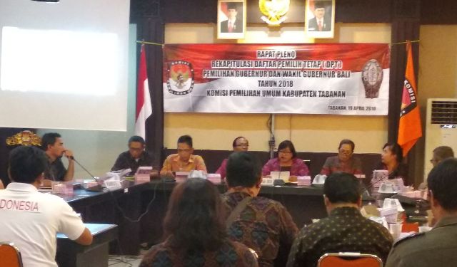 KPU Tabanan Gelar Rapat  Pleno Rekapitulasi DPSHP dan Penetapan DPT