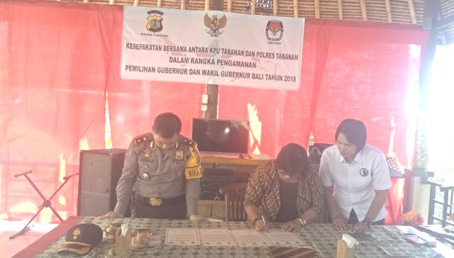 KPU – Polres Tabanan MoU Pengamanan Pilgub Bali 2018