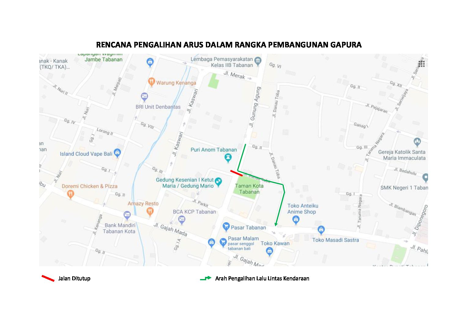 Siap-Siap, Pengalihan Ruas Jalan Penebel Menuju Tabanan Jelang HUT Kota