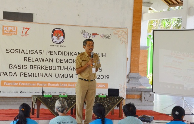 Rumah Sakit Jiwa (RSJ) provinsi Bali bersama KPUD Kabupaten Bangli mengadakan sosialisasi Pemilu serentak