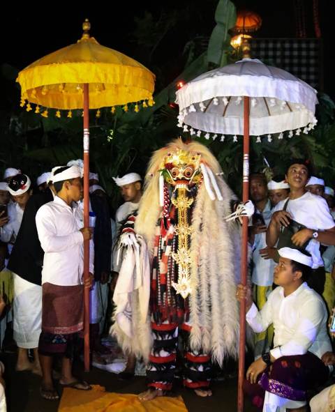 Wujud Bhakti, Wagub Cok Ace “Ngayah” Calonarang di Pura Penataran Bale Agung, Desa Malet Tengah