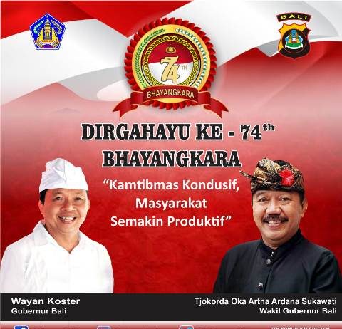 Gubernur dan Wakil Gubernur Bali Mengucapkan Dirgahayu ke 74 Bhayangkara