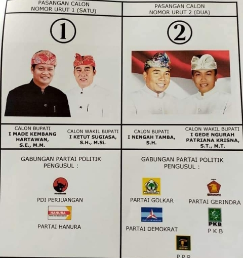 Undi Nomor Urut Pilkada Jembrana, Paket Bangsa 1 dan Tepat 2