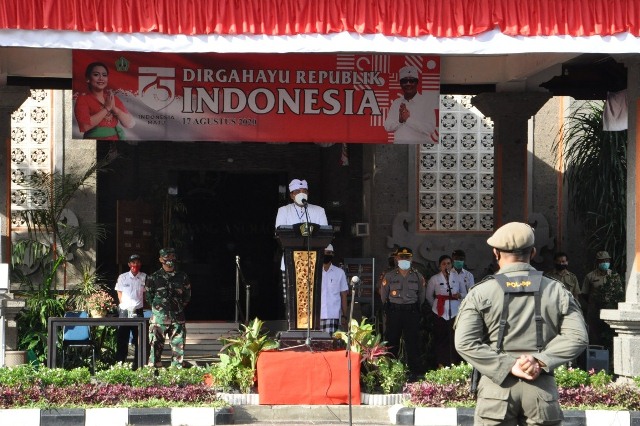 Wabup Sanjaya Pimpin Apel Gelar Pasukan Tandai Berlakunya Sanksi Pelanggar Protokol Kesehatan