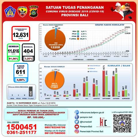 UPDATE: 14 November 2020: Jumlah Pasien Sembuh Covid-19 Mencapai 11.616 Orang