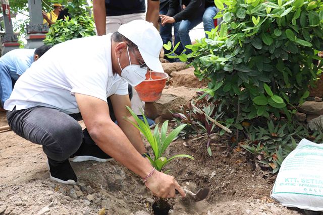 Jaga Kelestarian Hutan, Wabup Sutjidra Tanam Pohon di Bukit Gondol