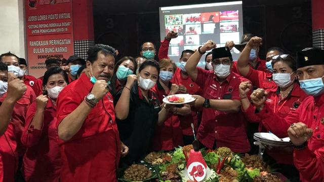 Kedepankan Prokes Covid-19, HUT ke 48 PDIP Tabanan Bagikan Tumpeng