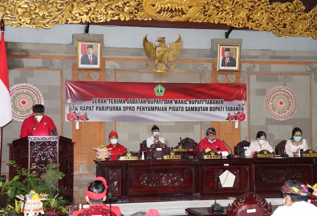 Pidato Perdana Bupati Sanjaya di Depan Sidang Paripurna DPRD Kabupaten Tabanan