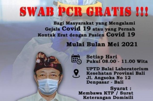 Pemprov Bali Gratiskan Biaya Pemeriksaan Swab PCR