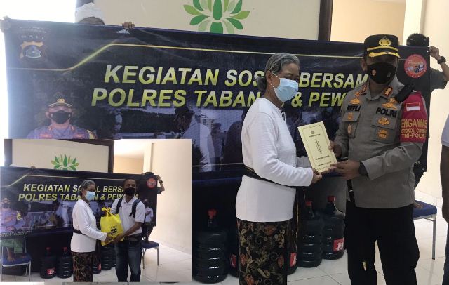 Polres Tabanan dan Pewarta Kompak Bagi Sembako