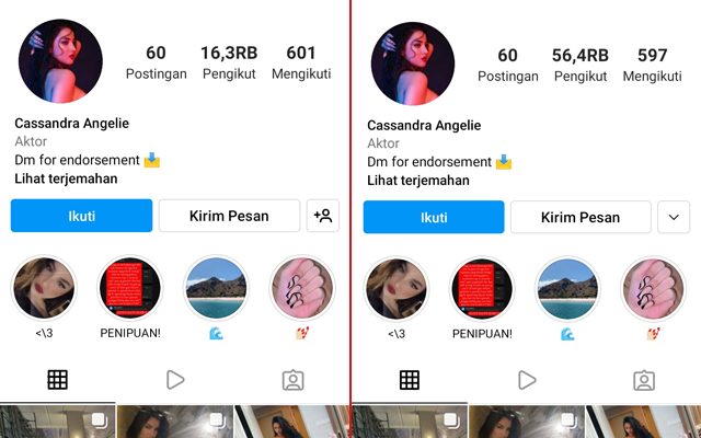 Aneh! HP Jadi BB Polisi, Jumlah Following di IG Cassandra Angelie Berkurang