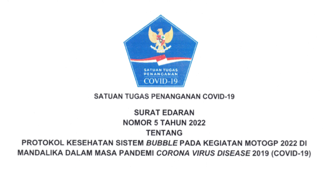 Inilah Ketentuan Satgas COVID-19 Mengenai Protokol Kesehatan Travel Bubble MotoGP Mandalika