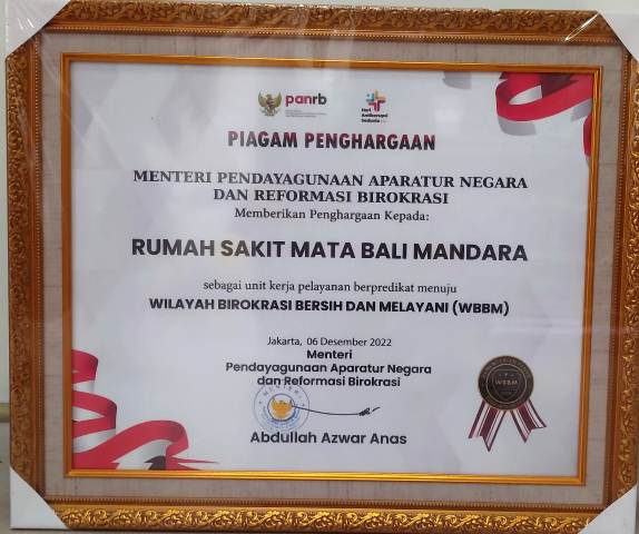 Raih Predikat WBBM dari Kemenpan RB, RS Mata Bali Mandara Makin Giat Genjot Inovasi Pelayanan