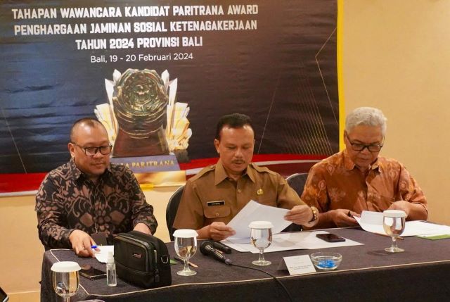 Sekda Dewa Indra Jadi Tim Penilai Wawancara Kandidat Paritrana Award 2024