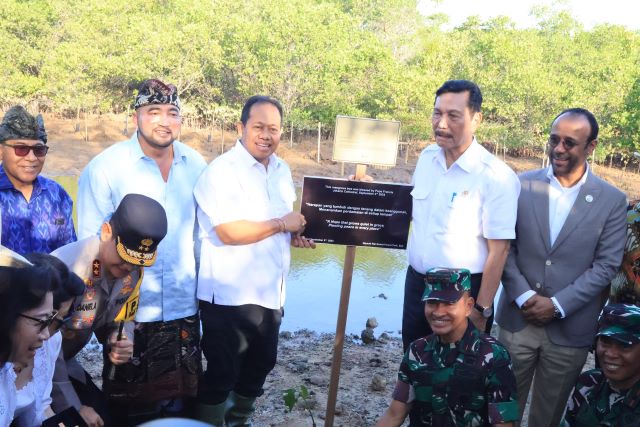 Pj Gubernur Bali Mahendra Tanam Mangrove yang Diberkati Paus Fransiskus, Disaksikan Menko Marves