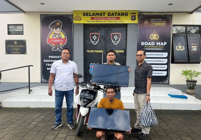 Polsek Tabanan Ringkus Pelaku Pencurian Dua TV di Penginapan