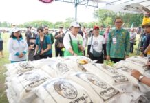 Putri Koster Gelar Pasar Rakyat “Berbelanja dan Berbagi”, Libatkan 138 UMKM Putri Koster meninjau stan UMKM dalam kegiatan Pasar Rakyat Berbelanja dan Berbagi yang digelar TP PKK Bali di Lapangan Niti Mandala Renon Denpasar