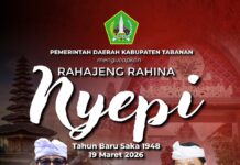 Pemkab Tabanan Ucapkan Selamat Hari Raya Nyepi Caka 1948, Ajak Masyarakat Jaga Harmoni Perayaan Hari Raya Nyepi di Kabupaten Tabanan Bali penuh keheningan