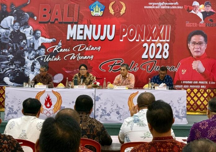 Wagub Bali I Nyoman Giri Prasta memimpin rapat koordinasi pengurus KONI Bali