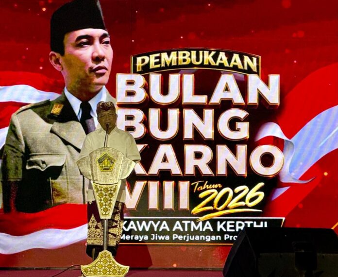Gubernur Bali Wayan Koster membuka Bulan Bung Karno VIII Tahun 2026 di Panggung Terbuka Ardha Candra Art Center Denpasar