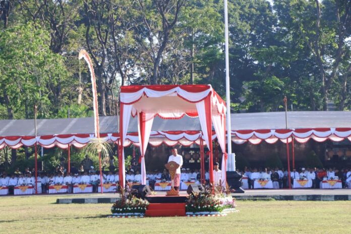 Gubernur Bali Wayan Koster memimpin Upacara Hari Lahir Pancasila 2026 di Lapangan Niti Mandala Renon, Denpasar.