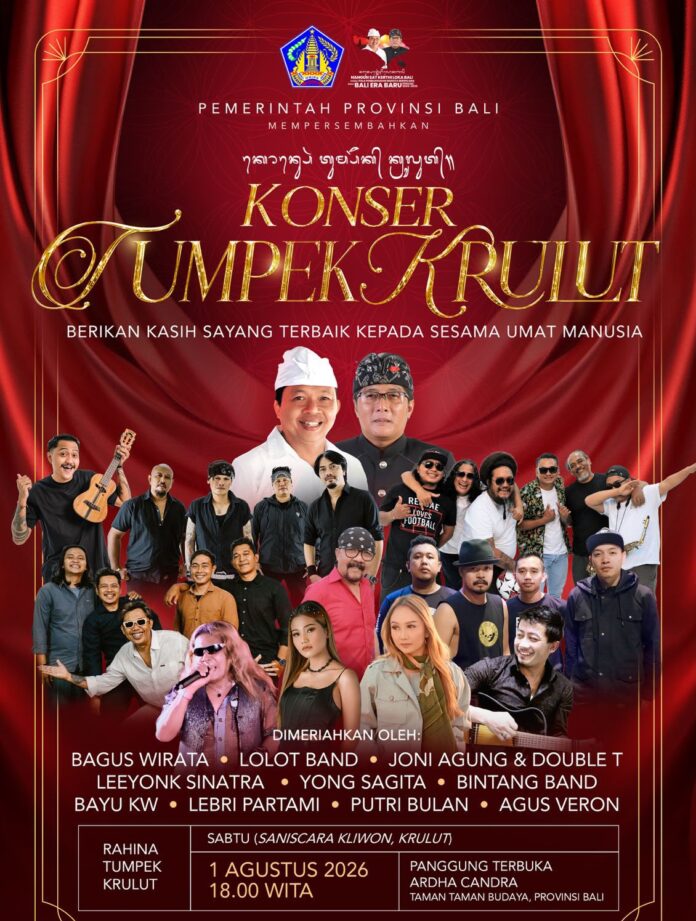 Gubernur Bali Wayan Koster mengumumkan pelayanan kesehatan gratis serentak di seluruh Bali pada peringatan Rahina Tumpek Krulut 1 Agustus 2026