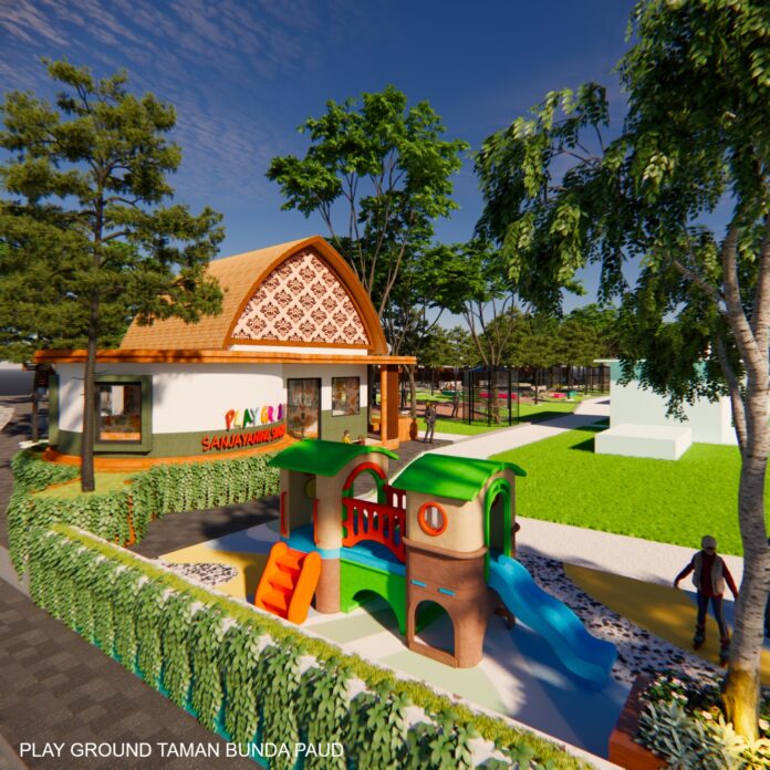 Proses penataan Taman Bunda PAUD di Kabupaten Tabanan oleh Dinas PUPR untuk menghadirkan ruang publik yang ramah anak, aman, nyaman, dan edukatif