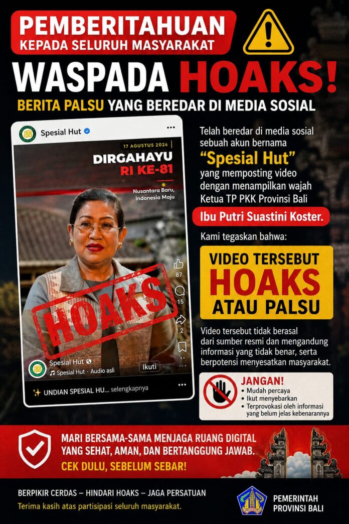 Kepala Biro Humas dan Protokol Setda Provinsi Bali Ida Bagus Surja Manuaba memberikan keterangan terkait video hoaks yang mencatut nama Ny. Putri Suastini Koster dan BPD Bali