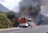 Mobil Elf Isuzu terbakar di Baturiti Tabanan saat membawa 18 penumpang