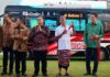 Gubernur Wayan Koster saat peluncuran bus listrik Trans Sarbagita dan charging station Proyek Bali E-Mobility di Denpasar.