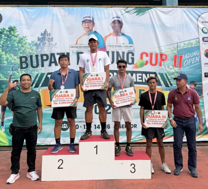 Pertandingan final turnamen tenis nasional Bupati Badung Open 2026 di Lapangan Tenis GOR Lumintang, Denpasar.